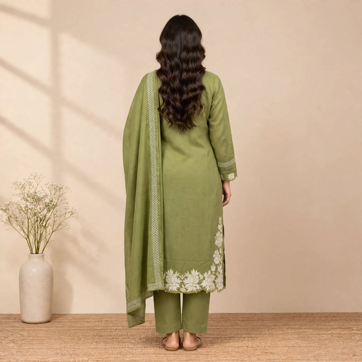 GREEN SOFT COTTON 3PC FOR WOMEN