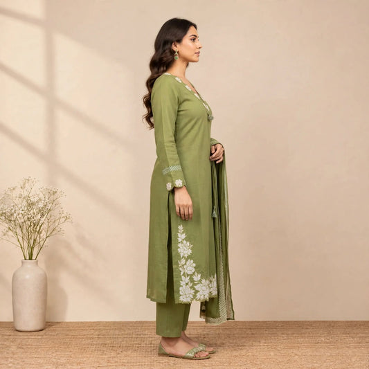 GREEN SOFT COTTON 3PC FOR WOMEN