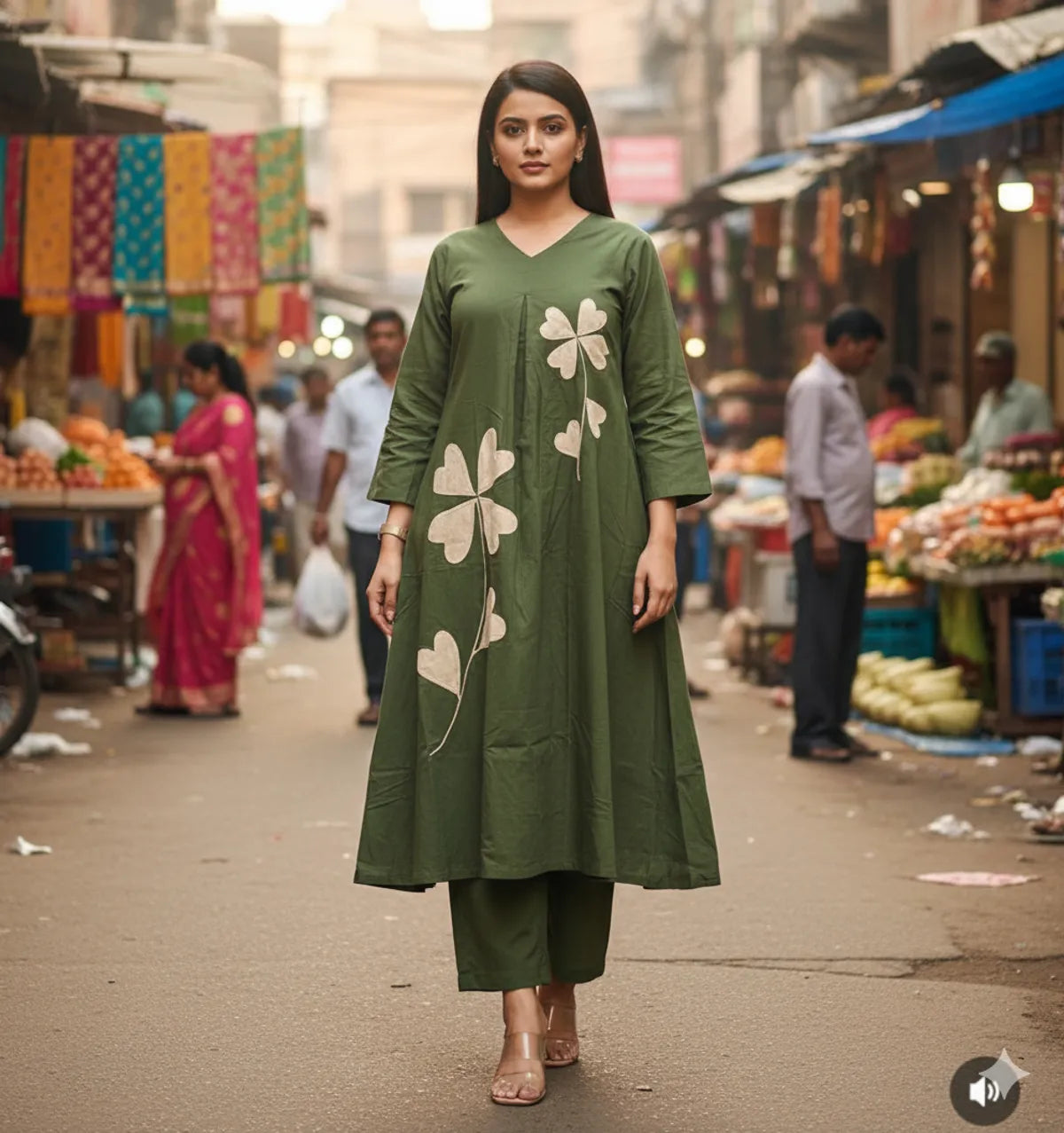 GREEN SOFT COTTON 2pc FOR WOMEN