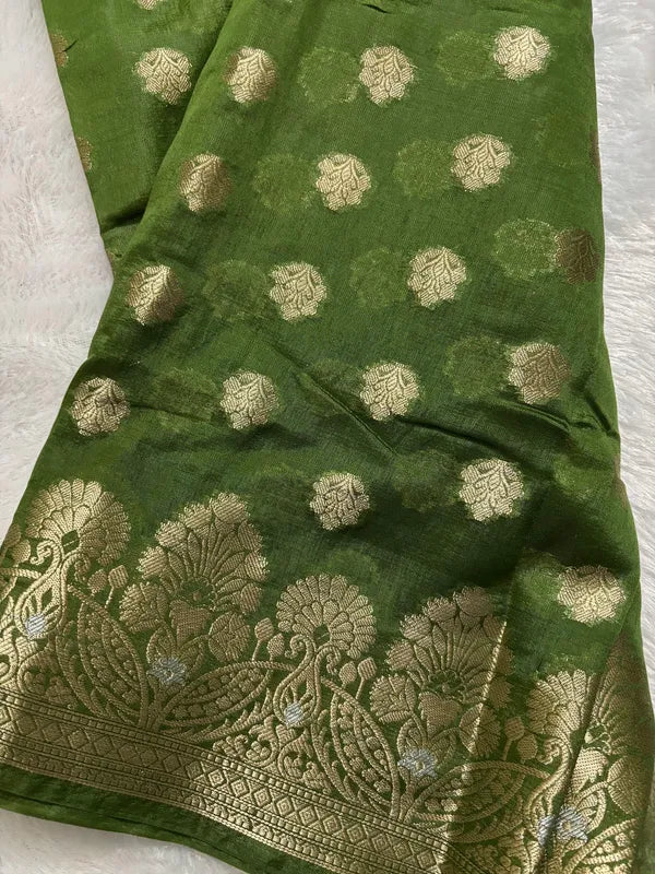 Green PV Soft Organza Partywear Saree For Women