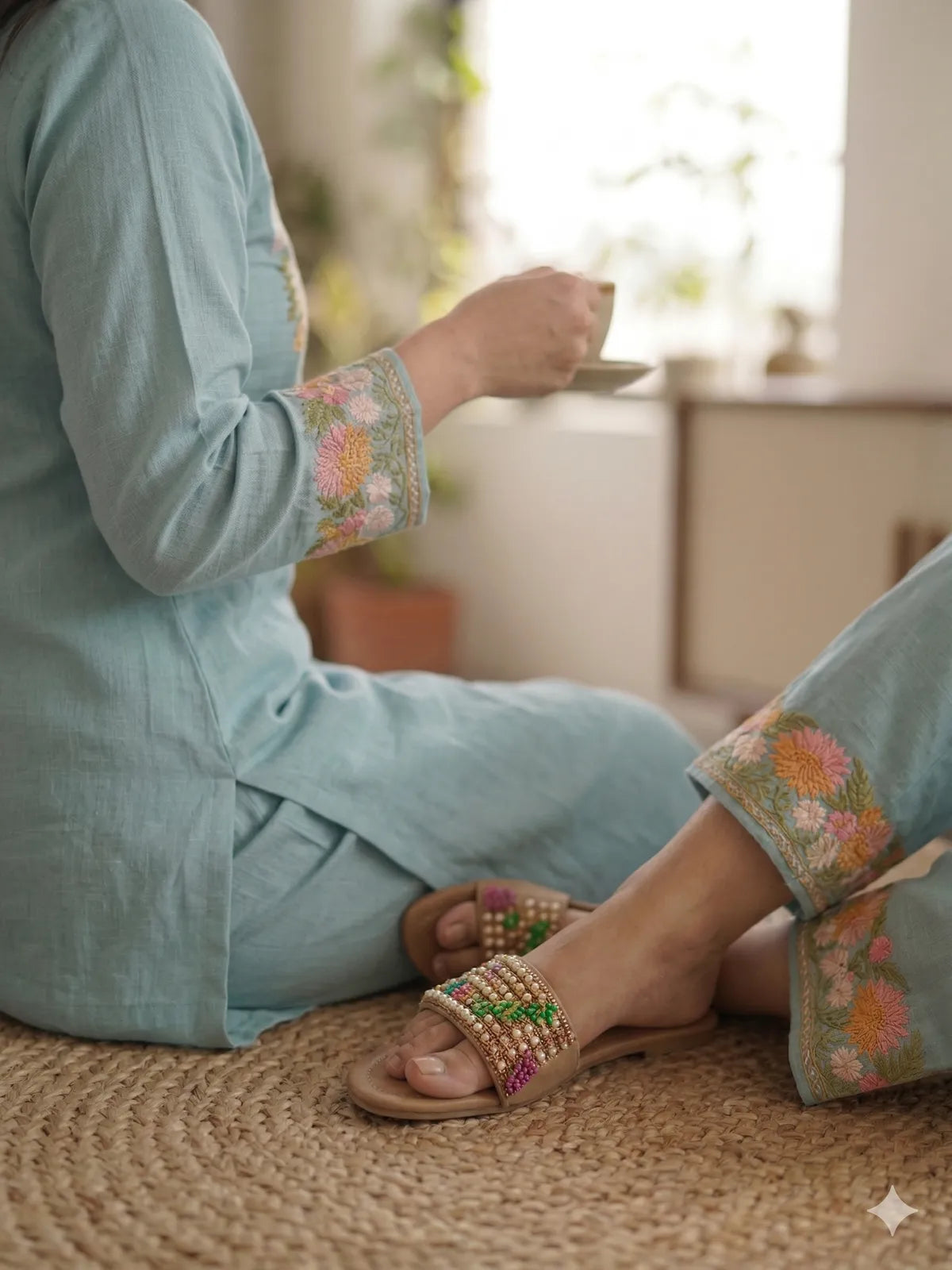 LIGHT BLUE SOFT COTTON CO-ORD SET FOR WOMEN