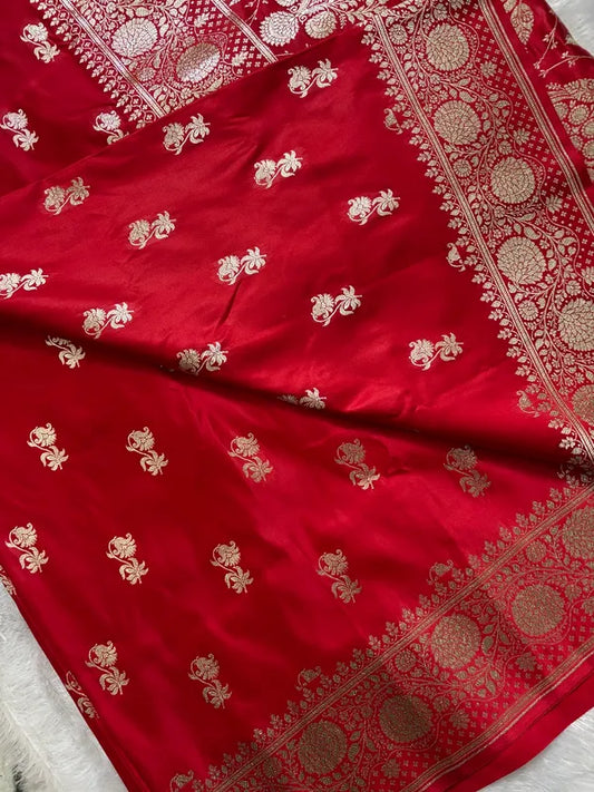 Classic Red & Gold Banarasi Saree For Women