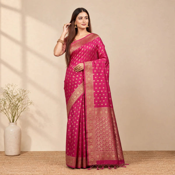 Pink Khaddi Georget Soft Organza Partywear Saree For Women