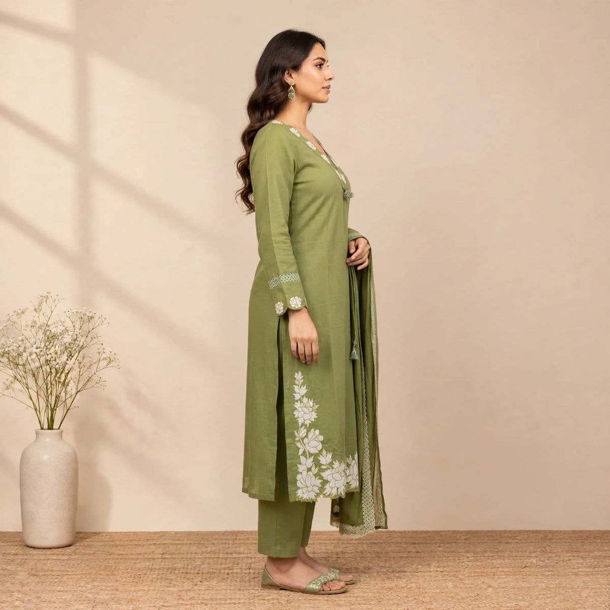 GREEN SOFT COTTON 3PC FOR WOMEN