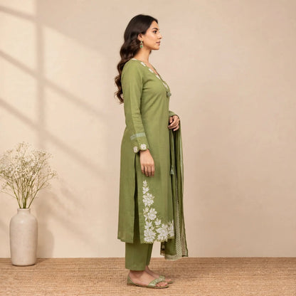 GREEN SOFT COTTON 3PC FOR WOMEN