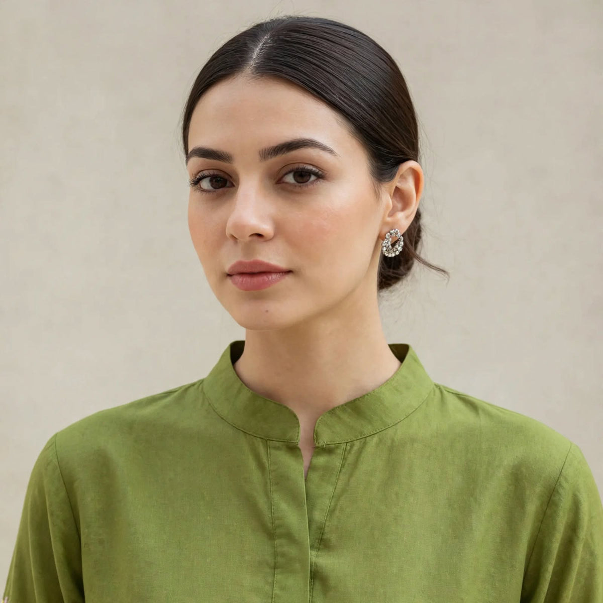 Green Cotton Partywear Coord Set For Women