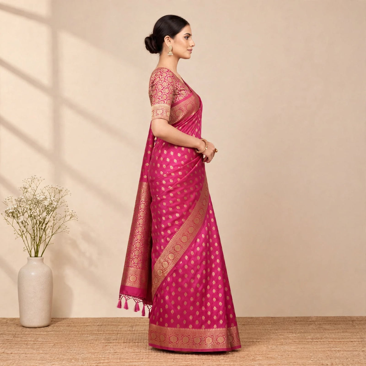 Pink Khaddi Georget Soft Organza Partywear Saree For Women