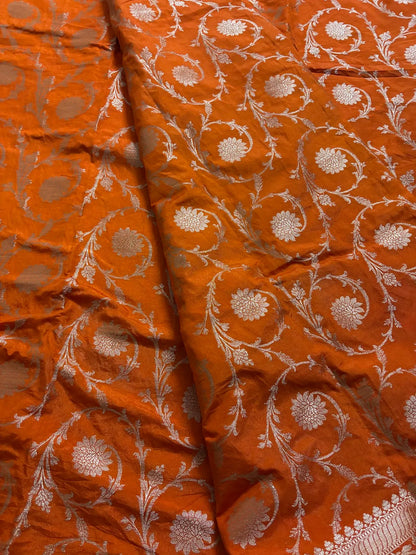 Mashroo Orange Soft Organza Partywear Saree For Women
