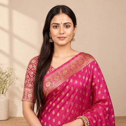 Pink Khaddi Georget Soft Organza Partywear Saree For Women