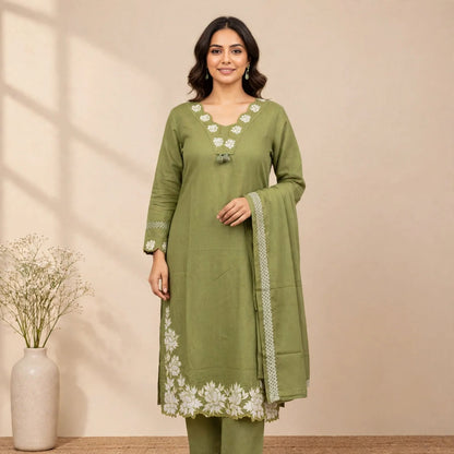 GREEN SOFT COTTON 3PC FOR WOMEN