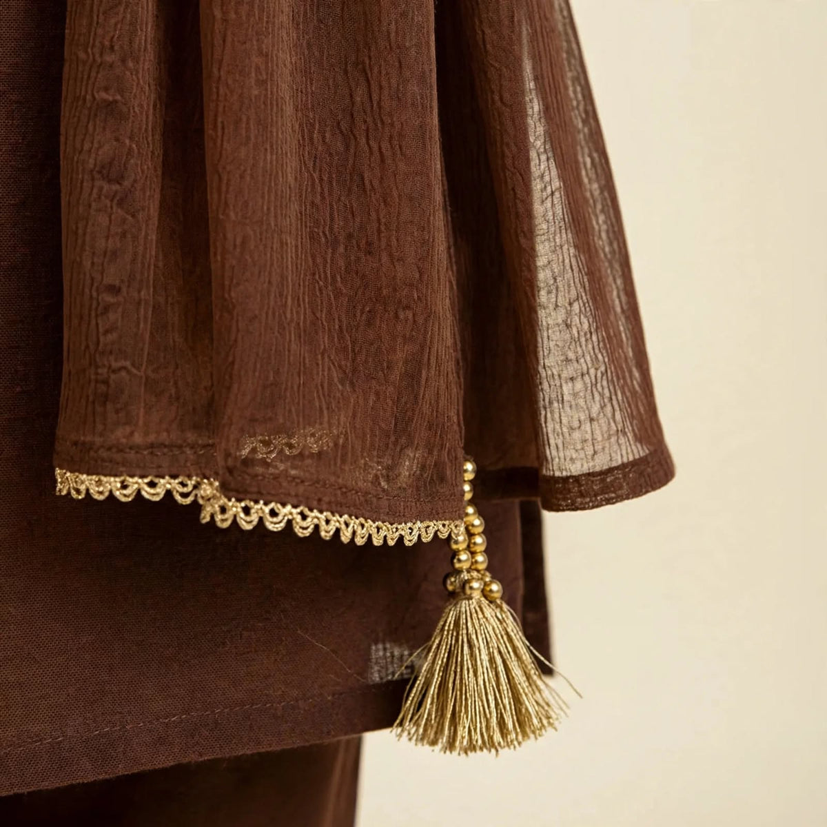 Brown Cotton Partywear Suit Set For Women