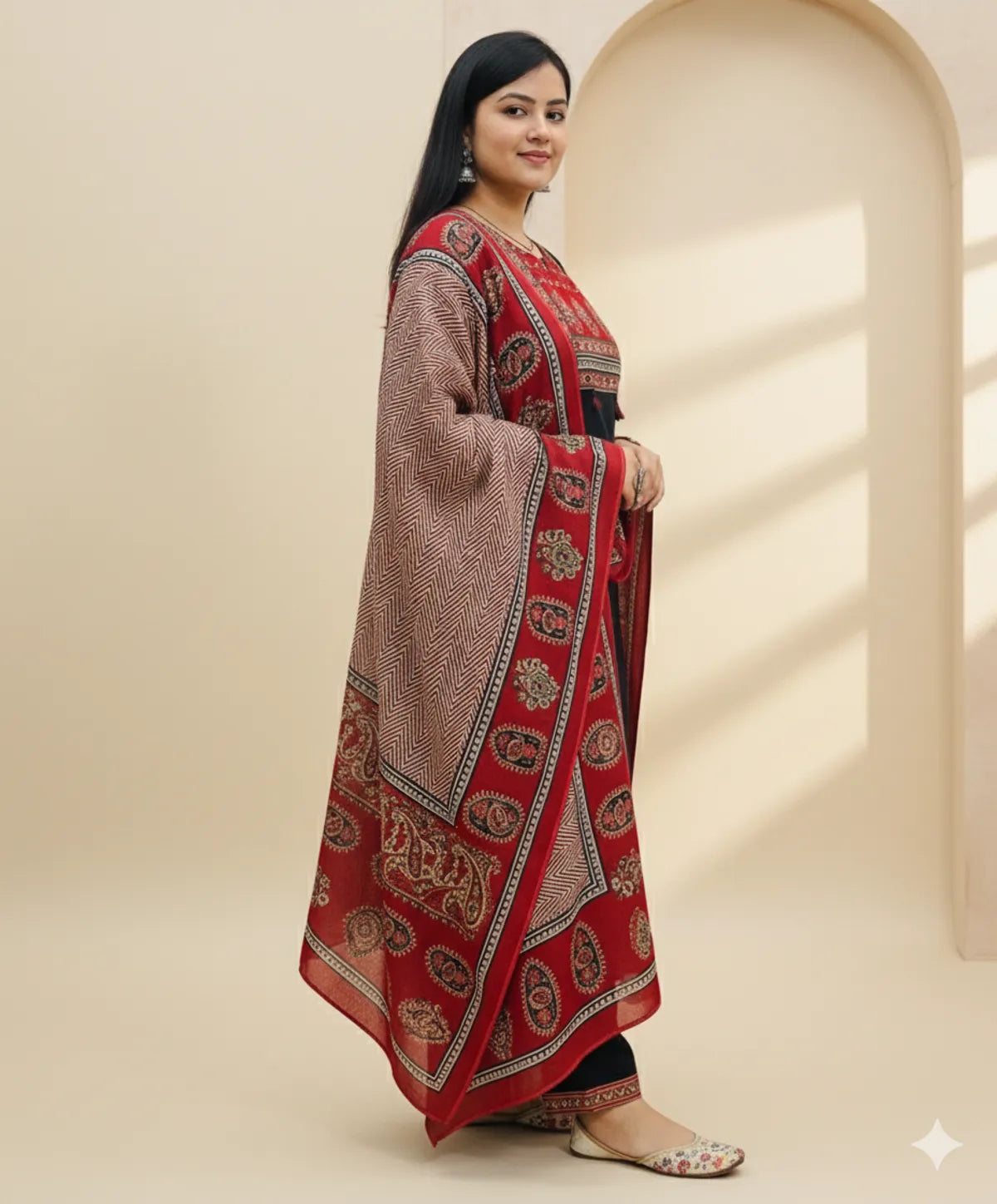 BLACK/RED SOFT COTTON 3pc FOR WOMEN