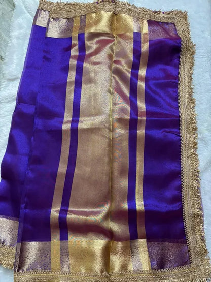 Purple Banarasi Tissue Silk Partywear Saree For Women
