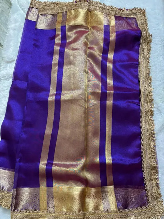 Purple Banarasi Tissue Silk Partywear Saree For Women