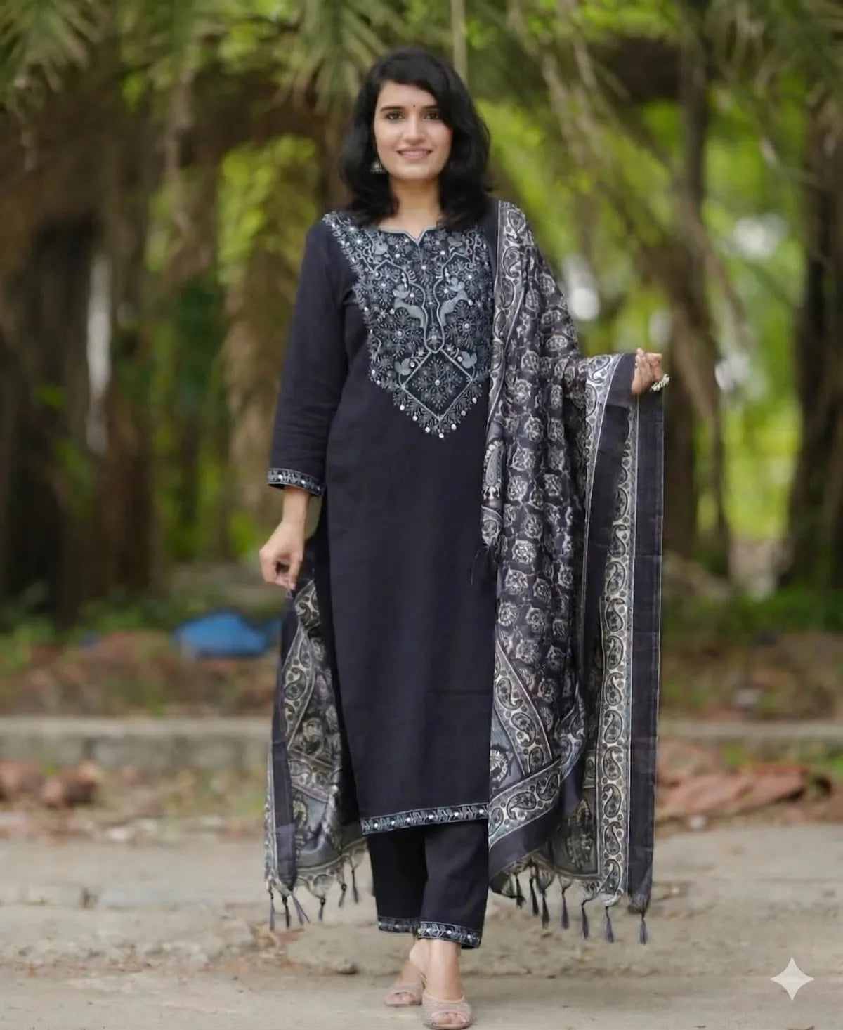 BLACK SOFT COTTON 3PC FOR WOMEN