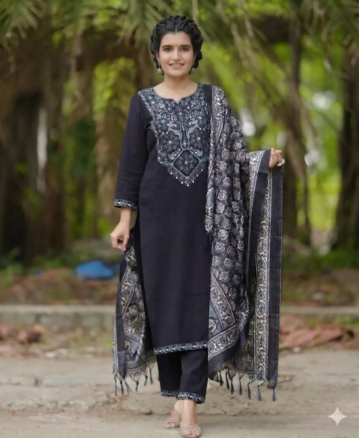 BLACK SOFT COTTON 3PC FOR WOMEN