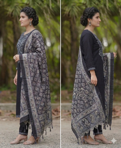 BLACK SOFT COTTON 3PC FOR WOMEN
