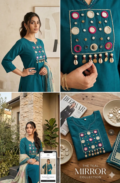 BLUE WHITE SOFT COTTON 3PC FOR WOMEN