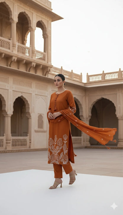 RUST SOFT COTTON 3pc FOR WOMEN