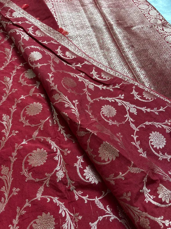 Maroon Soft Organza Partywear Saree For Women
