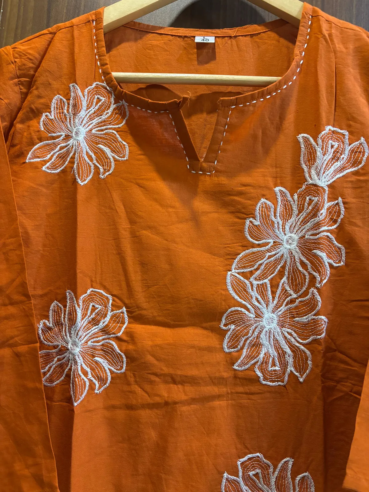 Rust Cotton Partywear 2pc Suit Set For Women