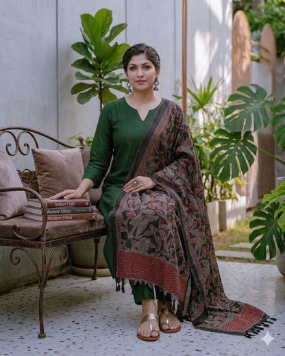 GREEN SOFT COTTON 3PC SET FOR WOMEN
