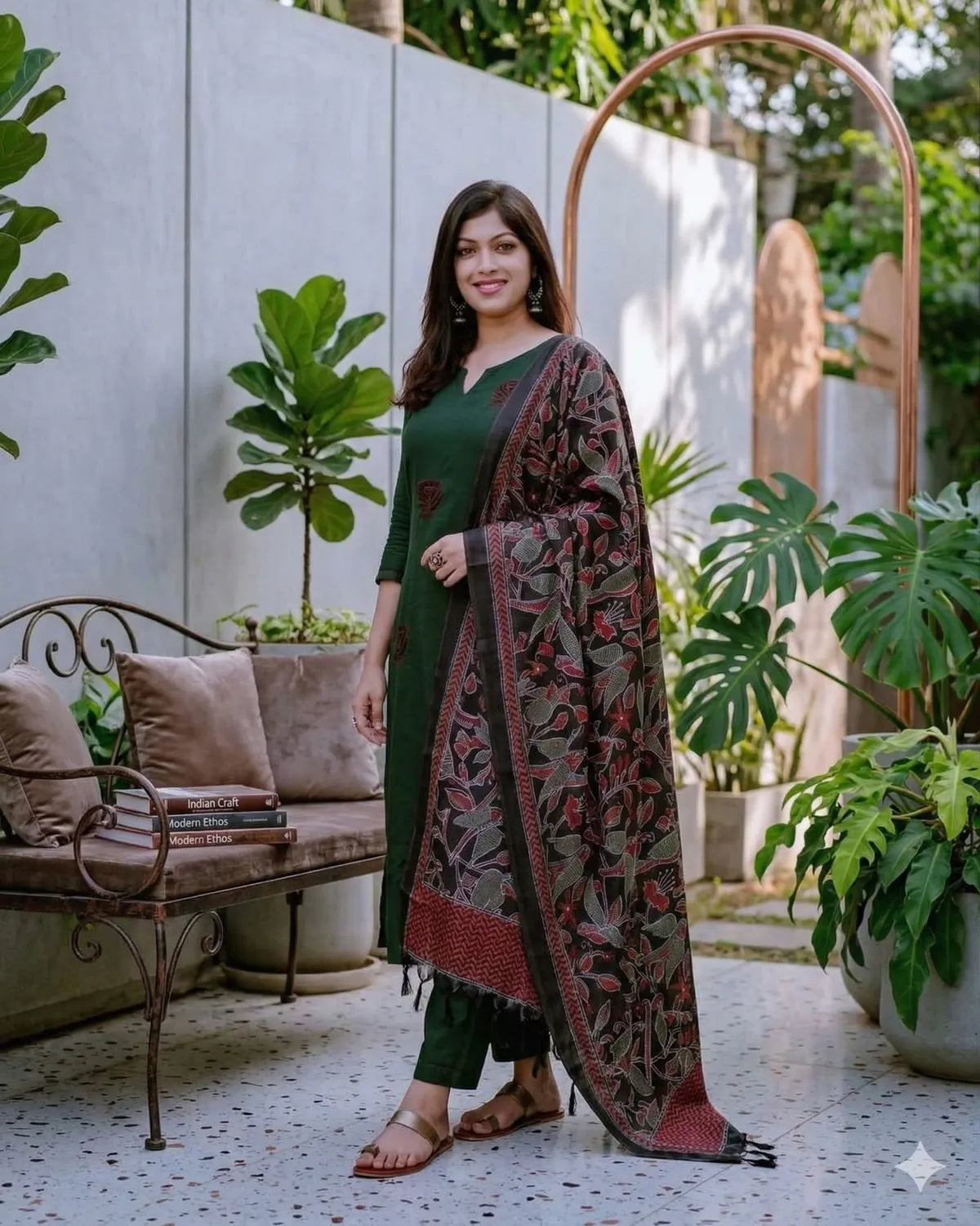 GREEN SOFT COTTON 3PC SET FOR WOMEN