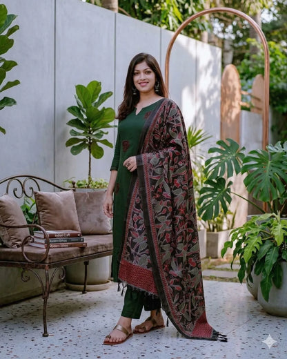 GREEN SOFT COTTON 3PC SET FOR WOMEN
