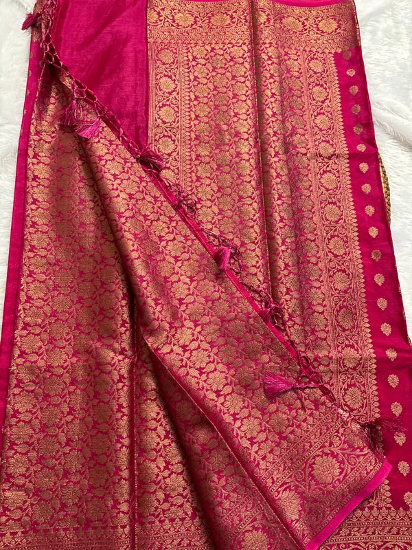Pink Khaddi Georget Soft Organza Partywear Saree For Women