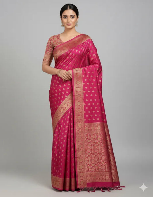 Pink Khaddi Georget Soft Organza Partywear Saree For Women