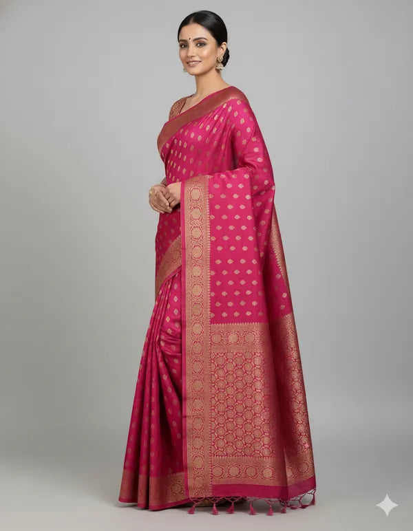 Pink Khaddi Georget Soft Organza Partywear Saree For Women