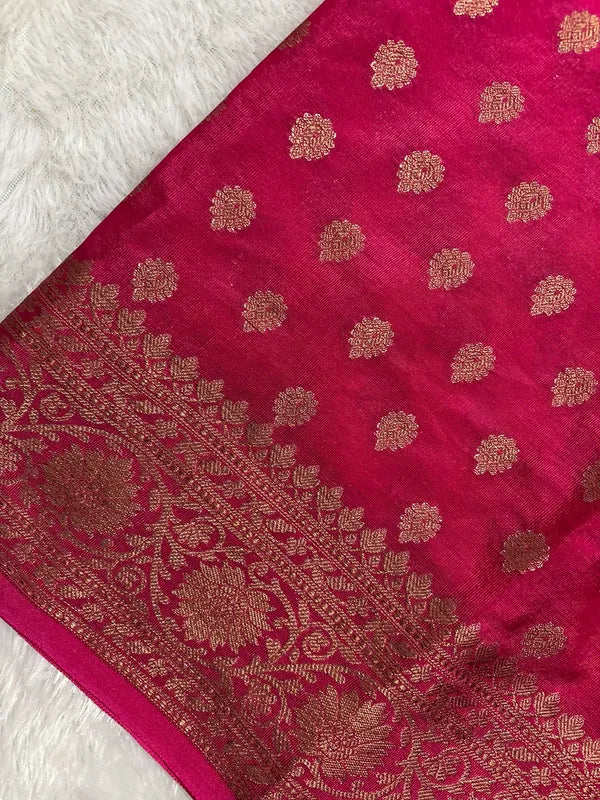 Pink Khaddi Georget Soft Organza Partywear Saree For Women