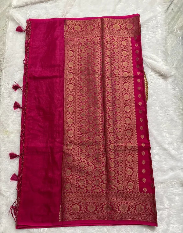 Pink Khaddi Georget Soft Organza Partywear Saree For Women