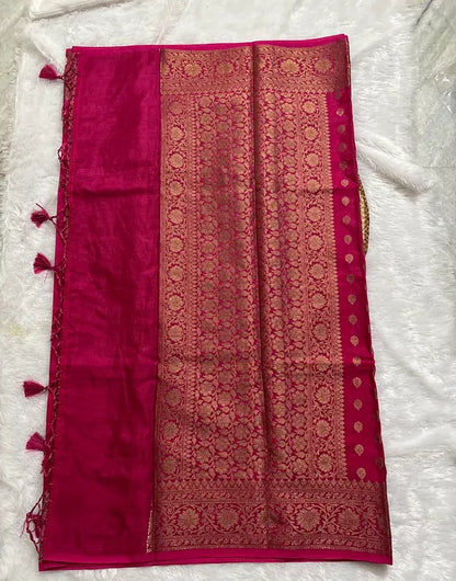 Pink Khaddi Georget Soft Organza Partywear Saree For Women