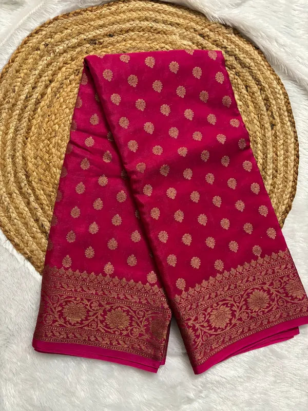 Pink Khaddi Georget Soft Organza Partywear Saree For Women