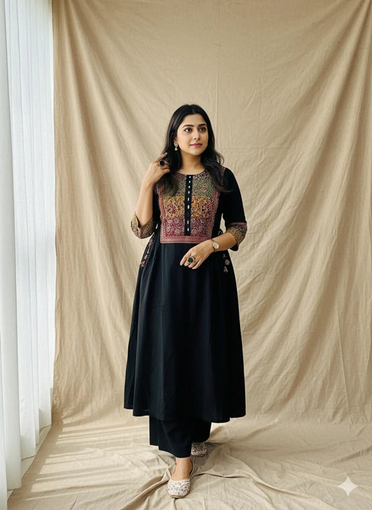 BLACK SOFT COTTON 2PC FOR WOMEN