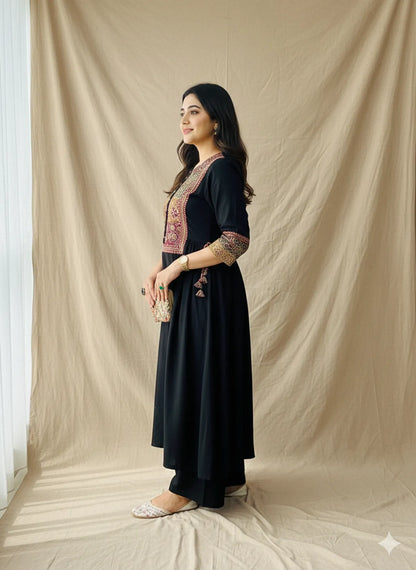 BLACK SOFT COTTON 2PC FOR WOMEN