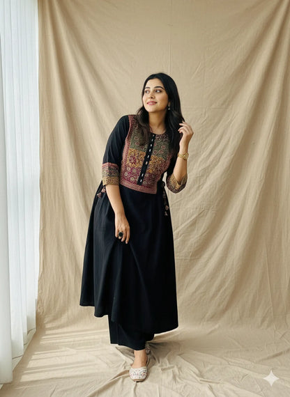 BLACK SOFT COTTON 2PC FOR WOMEN