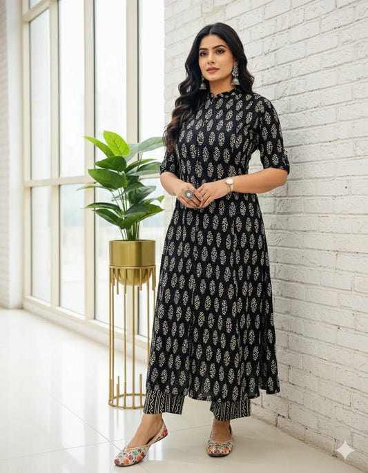 BLACK SOFT COTTON 2PC FOR WOMEN
