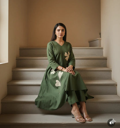GREEN SOFT COTTON 2pc FOR WOMEN