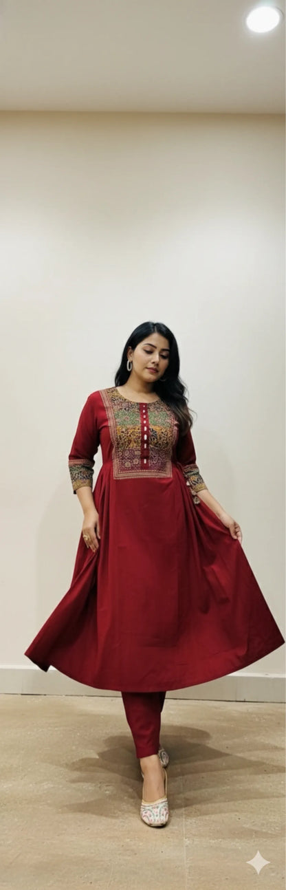 RED SOFT COTTON 2PC FOR WOMEN