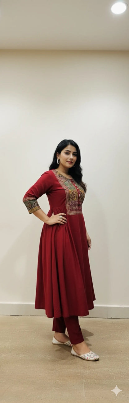 RED SOFT COTTON 2PC FOR WOMEN