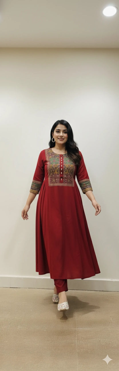 RED SOFT COTTON 2PC FOR WOMEN