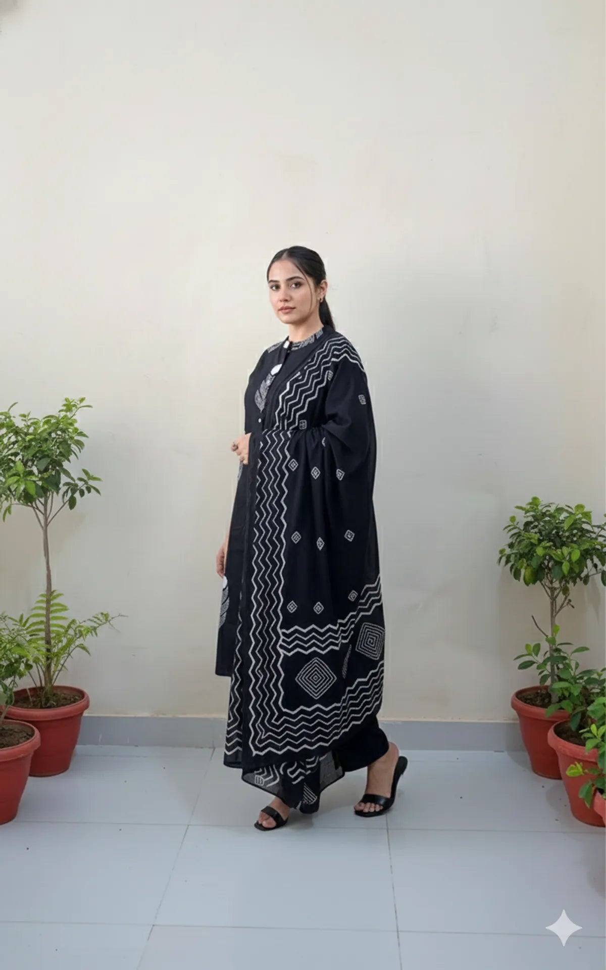 BLACK SOFT COTTON 3PC FOR WOMEN