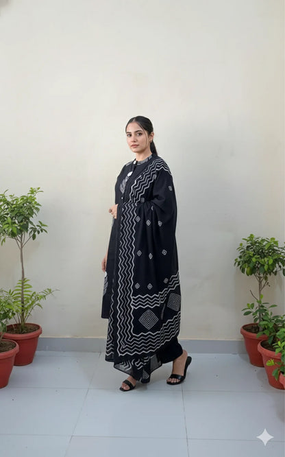 BLACK SOFT COTTON 3PC FOR WOMEN