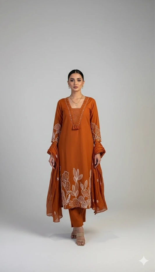 RUST SOFT COTTON 3pc FOR WOMEN