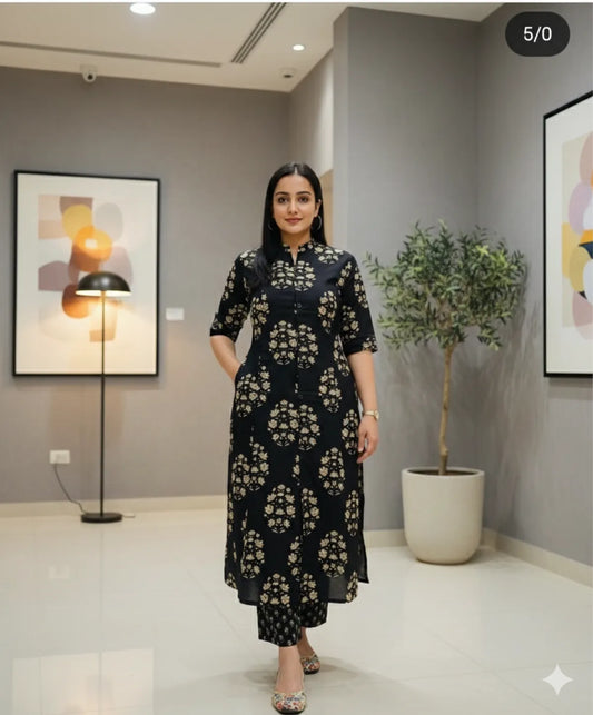 BLACK SOFT COTTON COORD FOR WOMEN