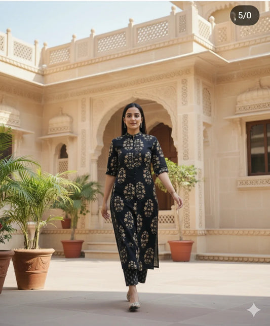 BLACK SOFT COTTON COORD FOR WOMEN