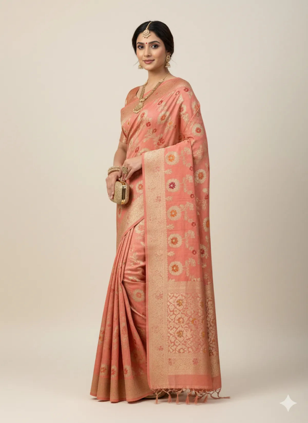 Light Pink Soft Organza Partywear Saree For Women