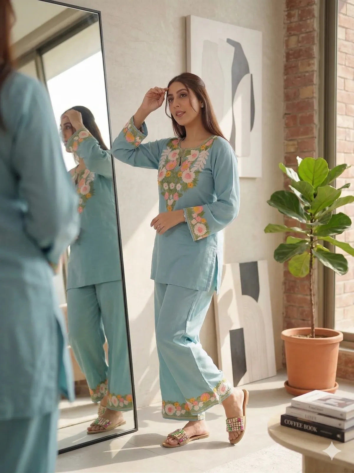 LIGHT BLUE SOFT COTTON CO-ORD SET FOR WOMEN